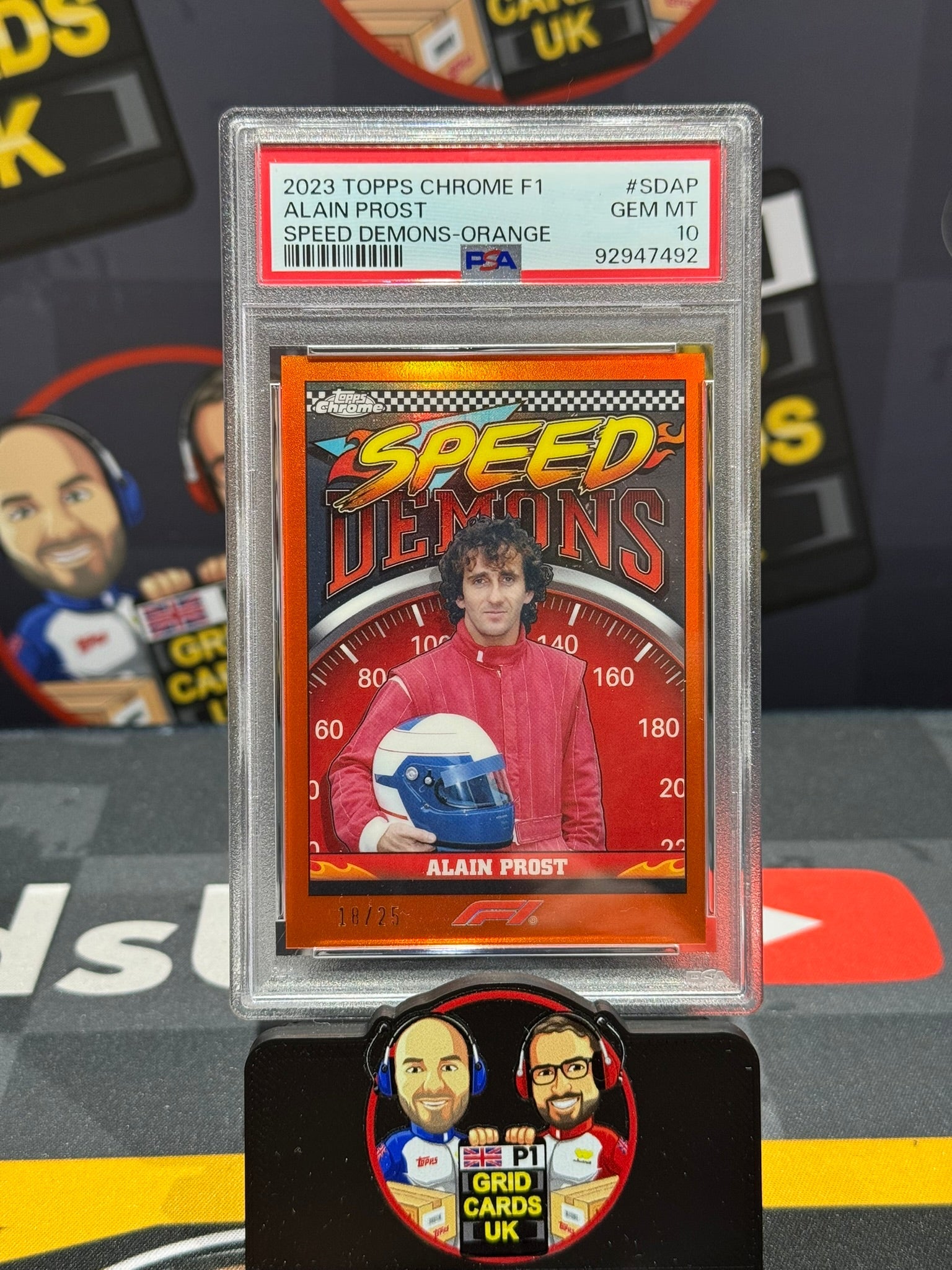 Alain Prost Orange 18/25 Speed Demons PSA 10 Slab - Topps F1 Chrome 2023