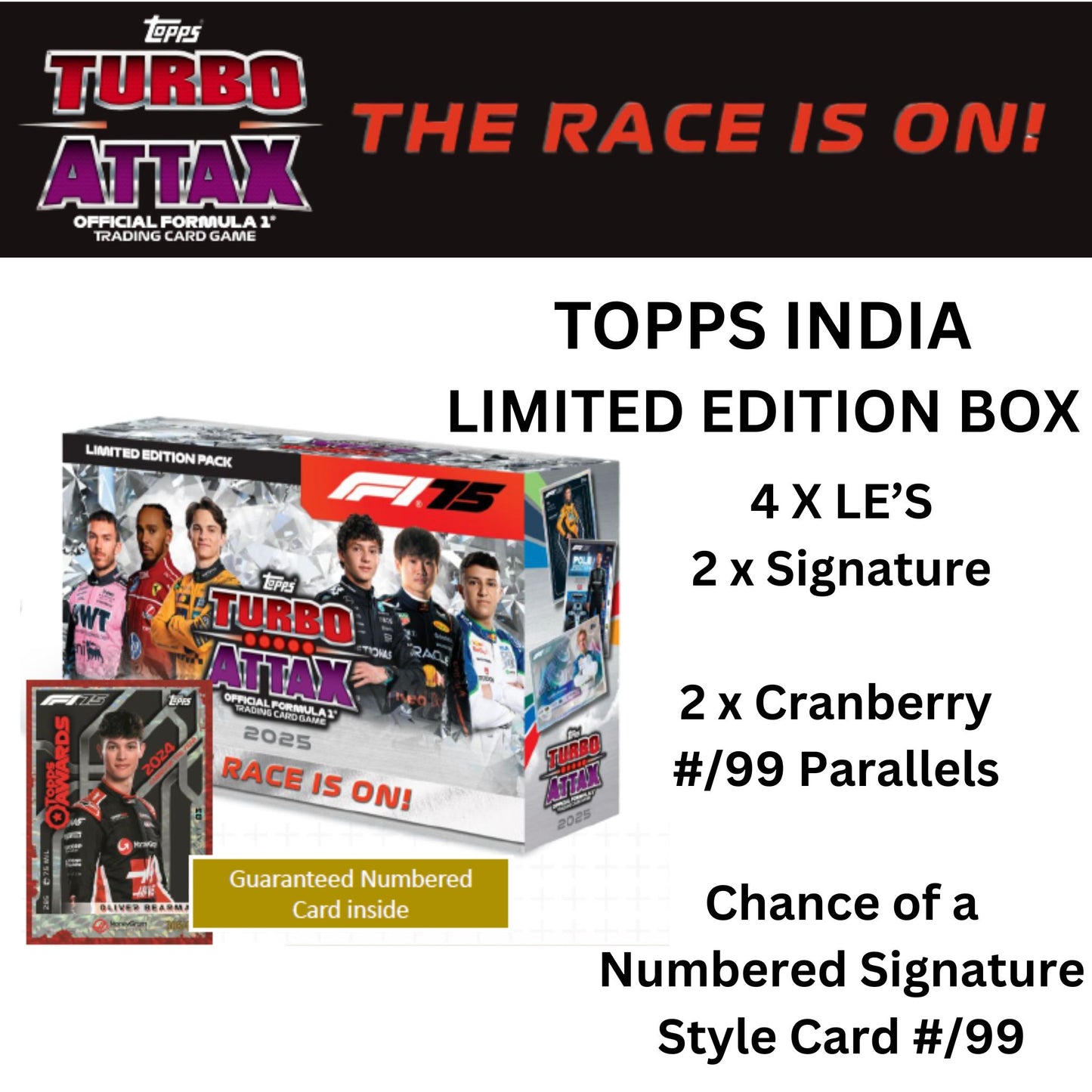 Limited Edition Box – Topps India F1 Turbo Attax 2025 (Ships 10th September)