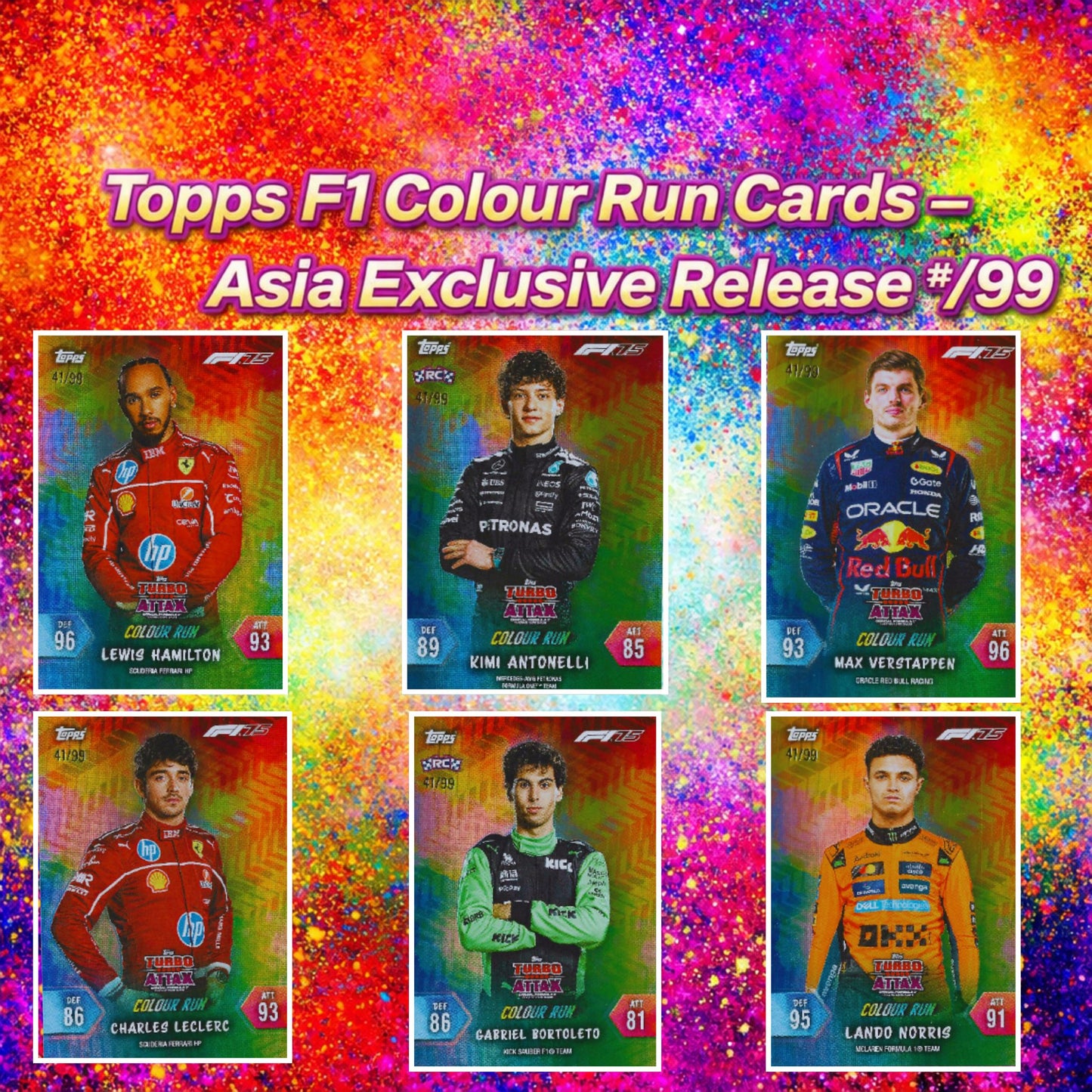 Topps F1 2025 Colour Run Cards - Asia Exclusive Release #/99