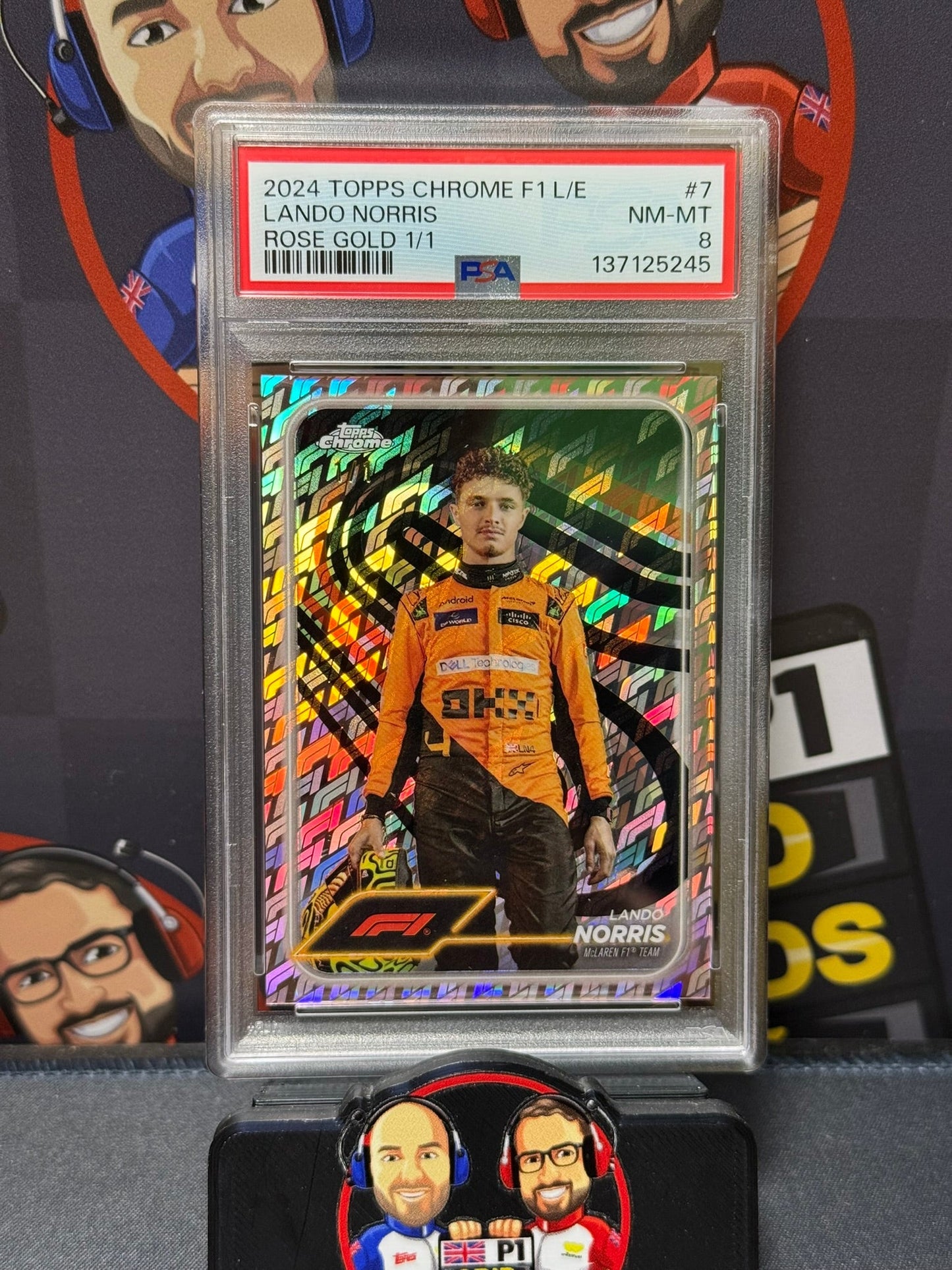 Lando Norris 1/1 Portrait Rose Gold #7 - Topps F1 Chrome Logo Fractor Edition 2024 PSA 8 137125245