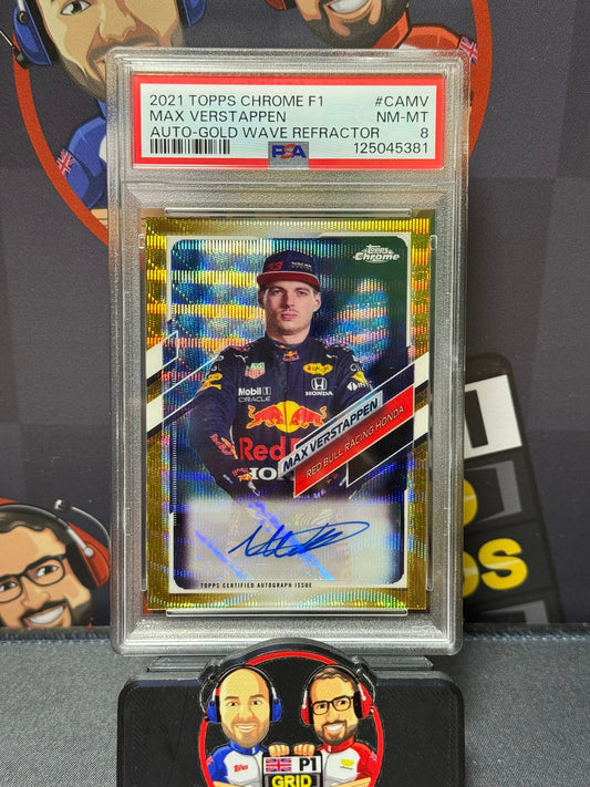 Max Verstappen AUTO Gold Wave 11/50 #CAMV - Topps F1 Chrome 2021 PSA 8 125045381