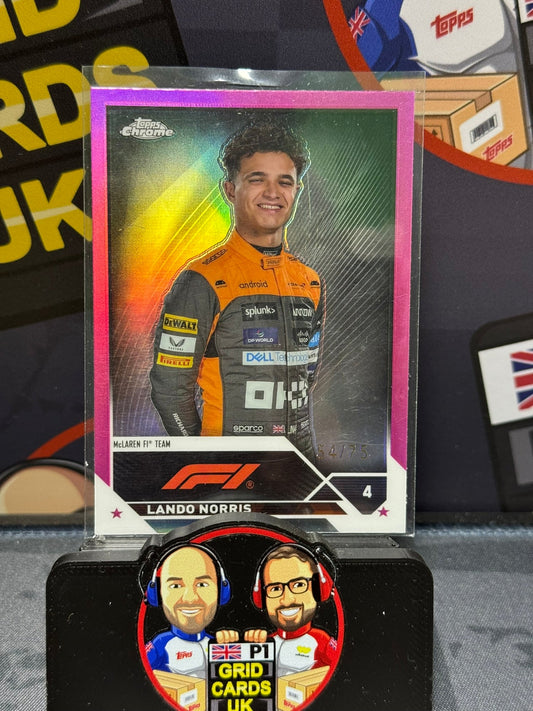Lando Norris 54/75 Pink Portrait #25 - Topps F1 Chrome 2023