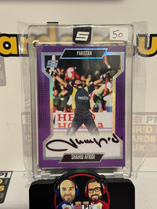 Shahid Afridi Auto 3/7 Purple - Pakistan - Sportsnection 2025 Cricket Card