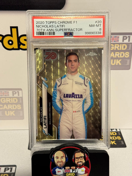 Nicholas Latifi 1/1 Superfractor #20 - Topps F1 Chrome 2020 #20 70th - PSA 8