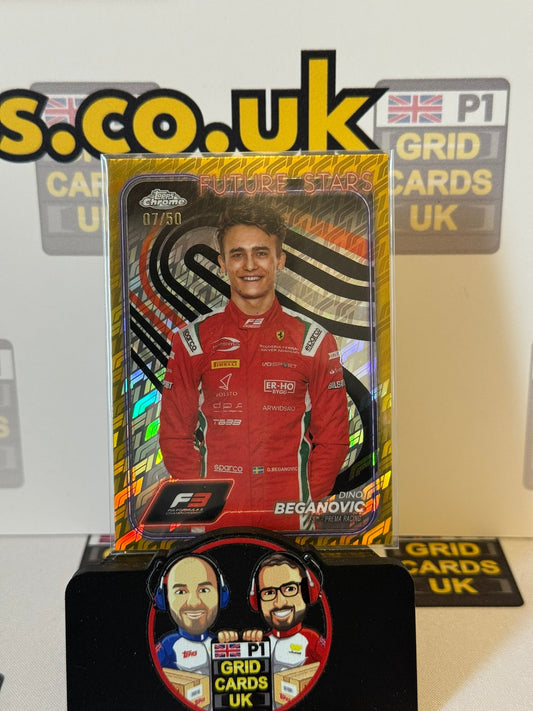 Dino Beganovic Portrait 7/50 Gold - Topps F1 Chrome Logo Fractor 2024