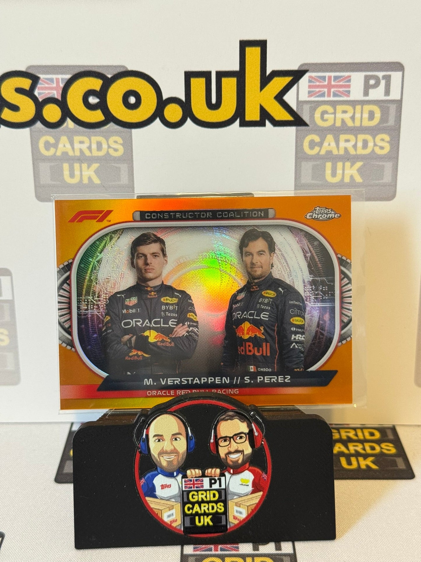 Max Verstappen & Sergio Perez Coalition Dual Orange 25/25 #CC-RBR - Topps F1 Chrome 2022