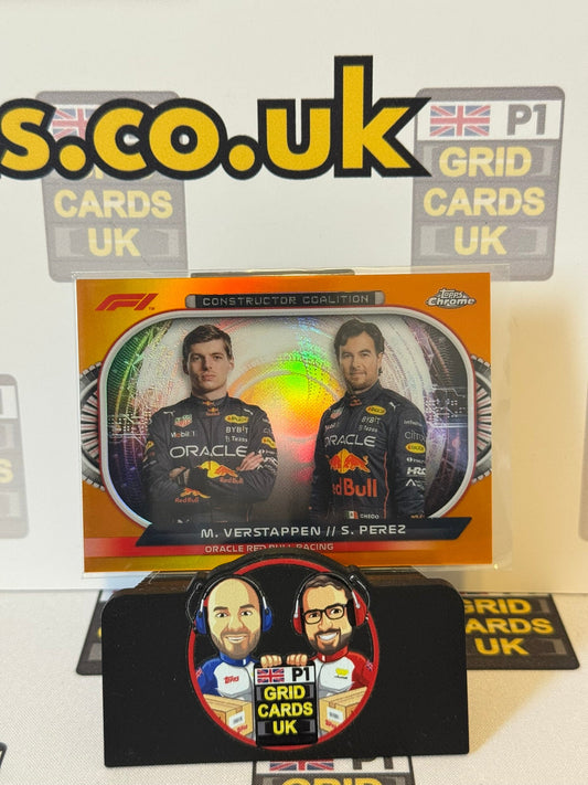 Max Verstappen & Sergio Perez Coalition Dual Orange 25/25 #CC-RBR - Topps F1 Chrome 2022
