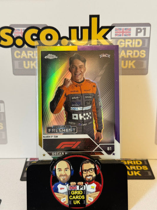 Oscar Piastri RC Rookie Freshest Gold/Purple SP #195 - Topps F1 Chrome 2023