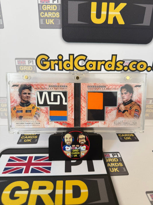 Oscar Piastri & Lando Norris Dual McLaren Relic 8/10 - Topps F1 Eccellenza 2024