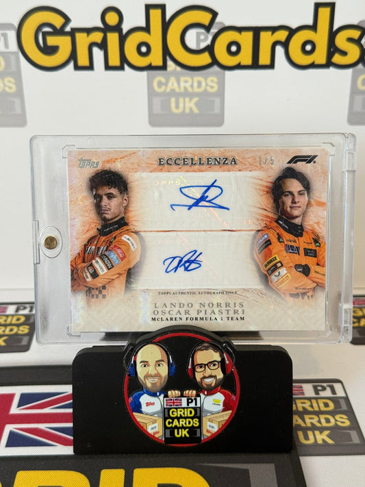 Lando Norris & Oscar Piastri McLaren DUAL AUTO 1/5 - Topps F1 Eccellenza 2024