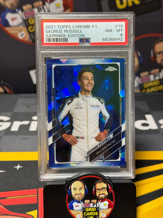 George Russell   - PSA 8 #199 - 2021 F1 Sapphire - Graded Slab Cert: 68288942