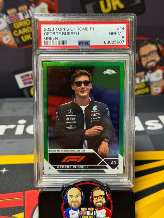 George Russell 60/99 Green - PSA 8 #14 - 2023 F1 Chrome - Graded Slab Cert: 88085687