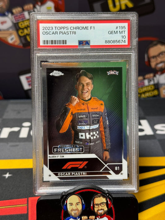 Oscar Piastri RC Rookie Freshest Portrait Base - PSA 10 #195 - 2023 F1 Chrome - Graded Slab Cert: 88085674