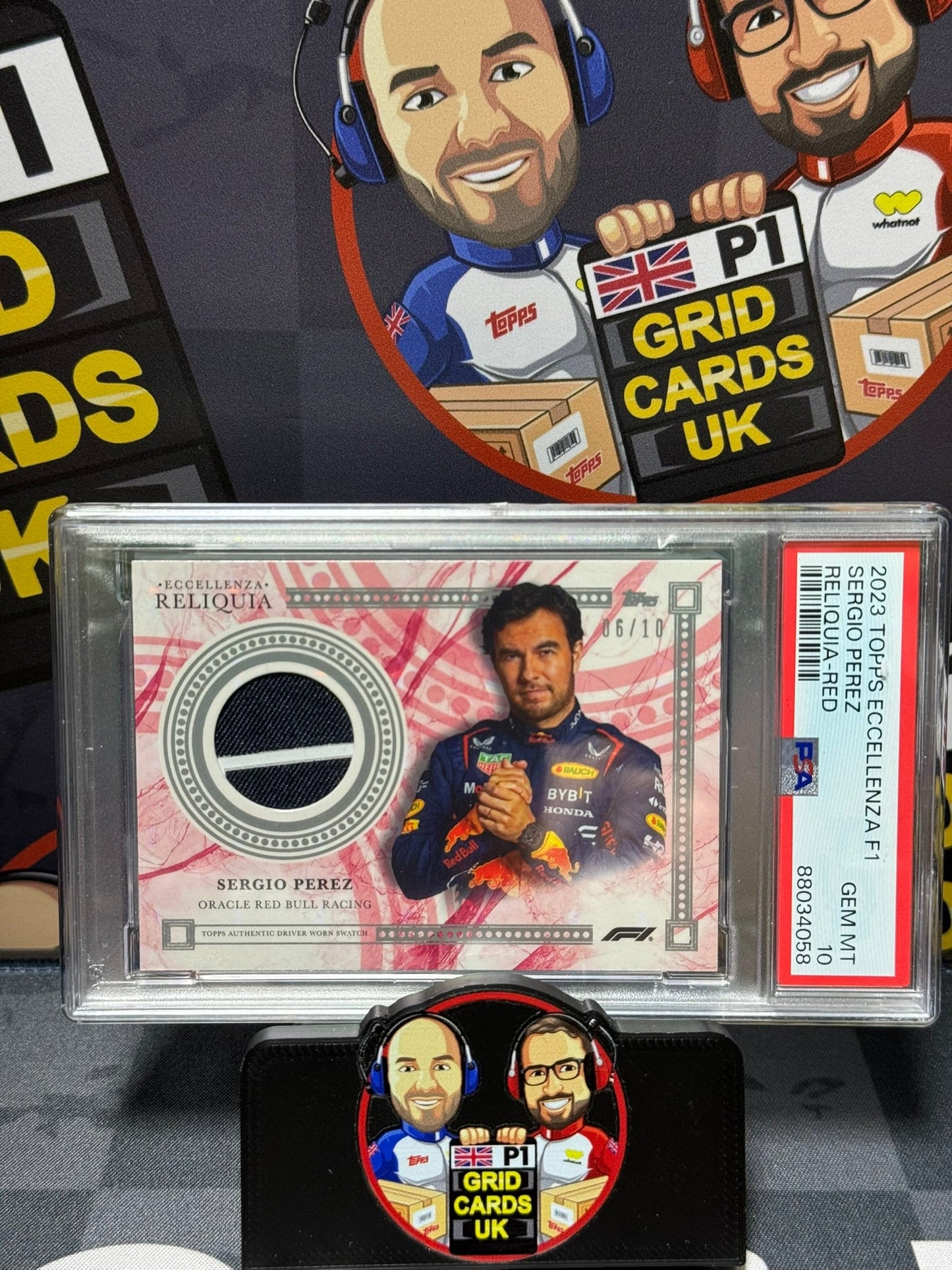 Sergio Perez Relic 6/10 Red - PSA 10  - Topps F1 Eccellenza 2023 - Graded Slab Cert: 88034058