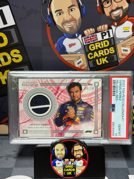 Sergio Perez Relic 6/10 Red - PSA 10  - Topps F1 Eccellenza 2023 - Graded Slab Cert: 88034058
