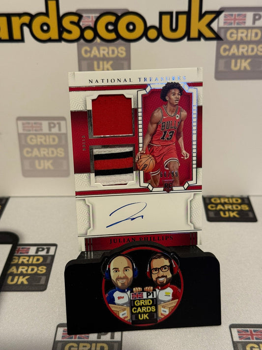 Julian Phillips RC Dual Relic Auto 66/99 Chicago Bulls - Panini 23/24 National Treasures Basketball
