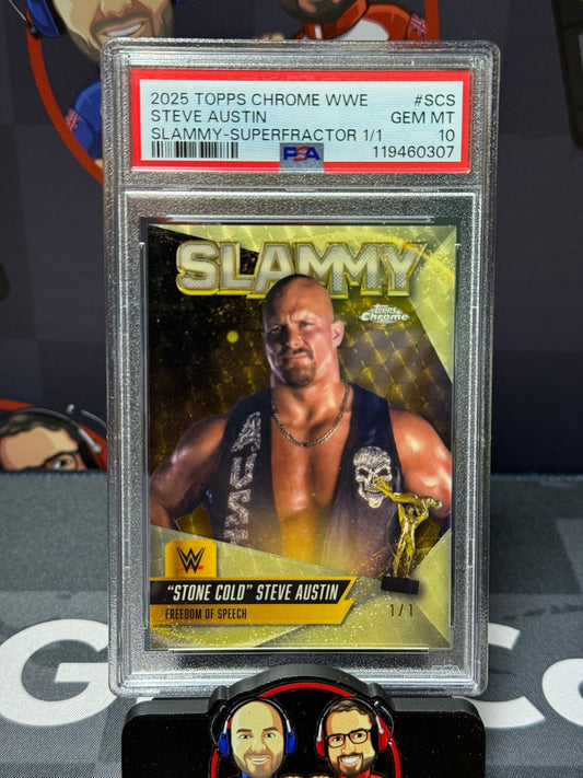 Stone Cold Steve Austin 1/1 SuperFractor - Slammy Insert PSA 10 #SCS - Topps Chrome WWE 2025